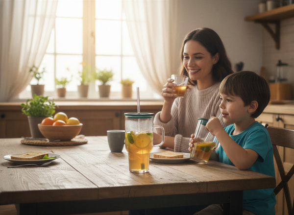 KUBEK BIDON SZKLANY TYPU STANLEY BIG 1,1L PRZEZROCZYSTY Z POKRYWKĄ I SŁOMKĄ