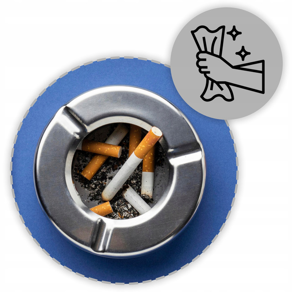 POPIELNICZKA POPIELNICA OBROTOWA ZAMYKANA METALOWA SREBRNA