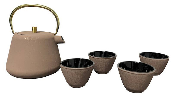 CZAJNIK IMBRYK ŻELIWNY 1L ZAPARZACZ SITKO STALOWE DO HERBATY +4 CZARKI