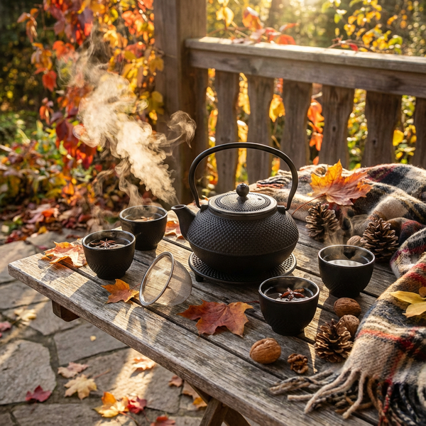 CZAJNIK IMBRYK ŻELIWNY 1,5L ZESTAW 6 SZT. CZARNY DO HERBATY Ø 18 CM