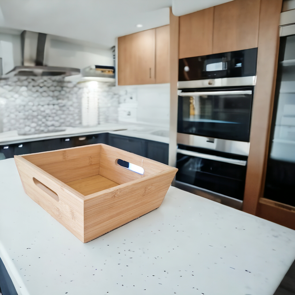 TACA BAMBUSOWA SKRZYNKA KWADRATOWA ORGANIZER Z DREWNA PUDEŁKO 20x20x7,5 cm