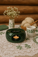 PODGRZEWACZ CERAMICZNY DO DZBNAKA CZAJNIKA NA ŚWIECZKĘ TEA LIGHT ZIELONY