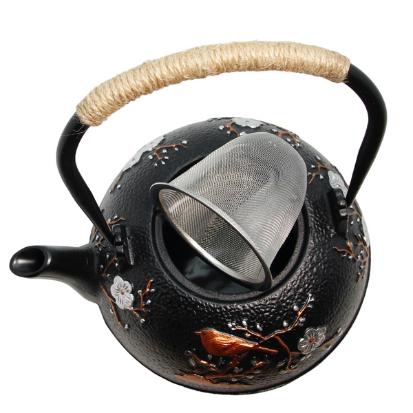 CZAJNIK IMBRYK ŻELIWNY 1,2L ZAPARZACZ SITKO DO HERBATY +2 CZARKI PODKŁADKA