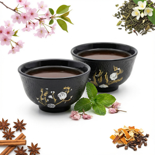 CZARKI ŻELIWNE 2 FILIŻANKI ZESTAW ŻELIWNY DO HERBATY 10 0ml EMALIOWANE