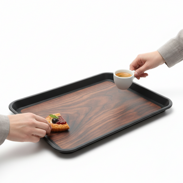 TACA KUCHENNA KELNERSKA ANTYPOŚLIZGOWA CZARNA PROSTOKĄT 45,5×35,5×2 CM