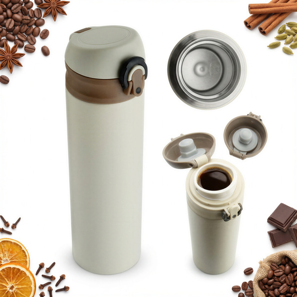 TERMOS KUBEK TERMICZNY PODRÓŻNY STALOWY 450 ml DO KAWY HERBATY WODY