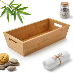 TACA BAMBUSOWA SKRZYNKA PROSTOKĄTNA ORGANIZER Z DREWNA PUDEŁKO 33x14x7,5 cm