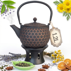 CZAJNIK ŻELIWNY IMBRYK PSZCZOŁKA 1,2 L ZAPARZACZ DO HERBATY + PODGRZEWACZ