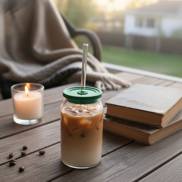 KUBEK BIDON 0,5L EKO BUTELKA PRZEZROCZYSTY Z POKRYWKĄ I SŁOMKĄ DO NAPOJÓW