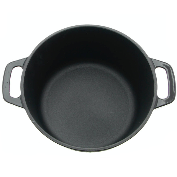 GARNEK ŻELIWNY 4.5L EMALIOWANY Z POKRYWKĄ GAR CZARNY RONDELEK SOLIDNY