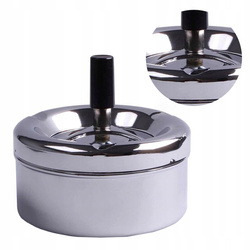 POPIELNICZKA POPIELNICA OBROTOWA ZAMYKANA METALOWA SREBRNA