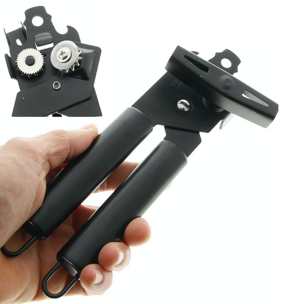 OTWIERACZ DO PUSZEK KONSERW I BUTELEK STALOWY CZARNY 2W1