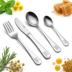 SZTUĆCE DLA DZIECI KOMPLET ZESTAW STAL ŁYŻECZKA WIDELEC NÓŻ ŁYŻKA 4 el.