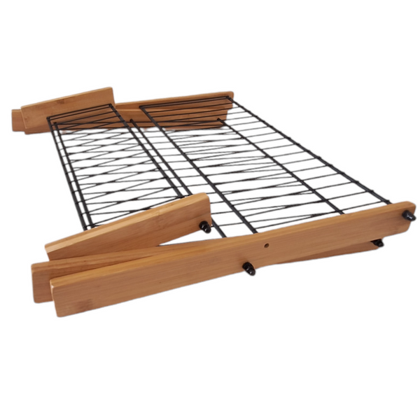 SUSZARKA DO NACZYŃ SKŁADANA DWUPOZIOMOWA STOJĄCA OCIEKACZ BAMBUSOWY