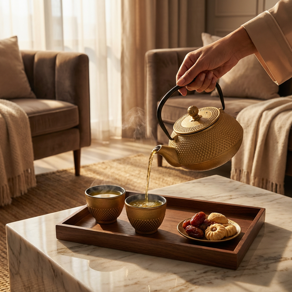 CZAJNIK IMBRYK ZAPARZACZ ŻELIWNY 0,8L ZESTAW DO HERBATY 2 CZARKI PODKŁADKA