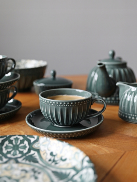 Ceramiczny TALERZ obiadowy DUŻY płytki 26cm linia MOSAIQUE OLIVE wzór