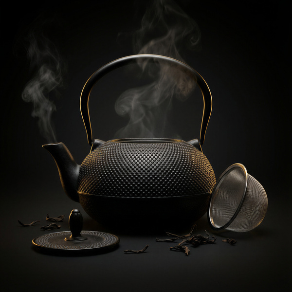 CZAJNIK ŻELIWNY IMBRYK 1.8L DUŻY CZARNY DO HERBATY + ZAPARZACZ STALOWY