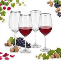 Kieliszek do wina szklany ryflowany ZŁOTY PASEK