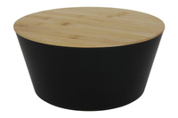 MISKA CZARNA Z BAMBUSOWĄ POKRYWĄ DESKĄ DO KROJENIA 4L SALATERKA