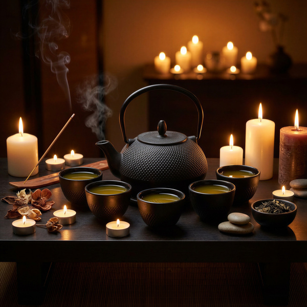 CZAJNIK ŻELIWNY ZAPARZACZ 1,8L Z ZESTAW 6 CZAREK DO HERBATY ZIÓŁ CZARNY