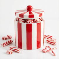 CUKIERNICA SŁOIK POJEMNIK Z PORCELANY CZERWONO-BIAŁY 10,5 CM DEKORACJA