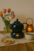 PODGRZEWACZ CERAMICZNY DO DZBNAKA CZAJNIKA NA ŚWIECZKĘ TEA LIGHT GRANATOWY