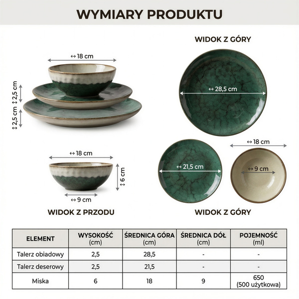 SERWIS OBIADOWY KOMPLET TALERZY 18EL. ZASTAWA OBIADOWA ZESTAW NA 6 OSÓB