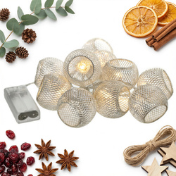 LEDOWE LAMPKI KULE LED 10 DIOD COTTON METALOWE