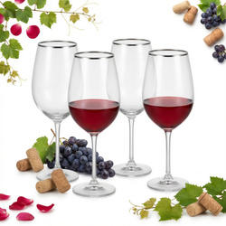 Kieliszek do wina szklany ryflowany ZŁOTY PASEK