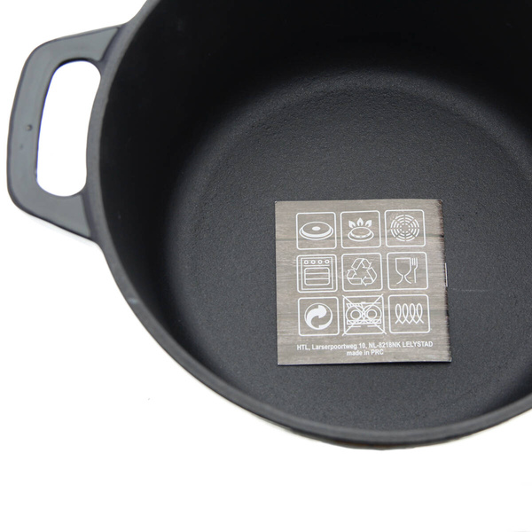 GARNEK ŻELIWNY 4.5L EMALIOWANY Z POKRYWKĄ GAR CZARNY RONDELEK SOLIDNY