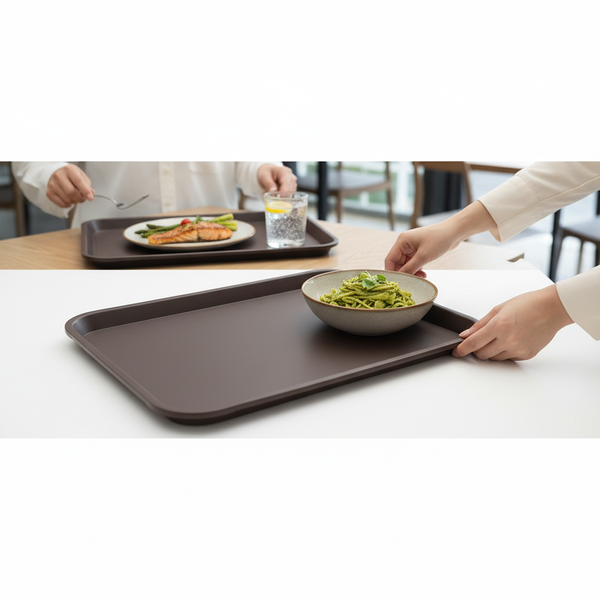 TACA KELNERSKA KUCHENNA ANTYPOŚLIZGOWA BRĄZOWA PROSTOKĄTNA 41,5×30,5×2cm