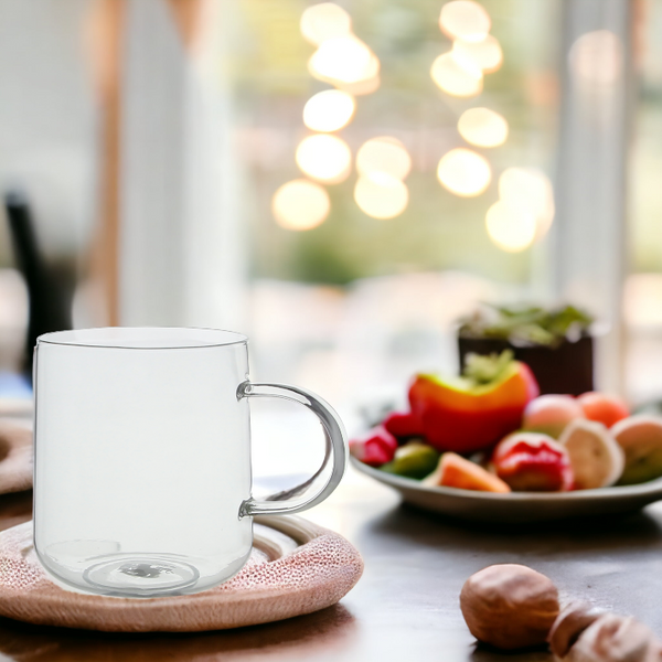 SZKLANKA KUBEK SZKLANY DO KAWY I HERBATY 330 ml. 9 cm PRZEZROCZYSTA