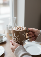 DUŻY KUBEK ŚWIĄTECZNY DO CZEKOOLADY 600ML BRĄZOWY BŁYSZCZĄCY ZMYWARKA Ø 9,5