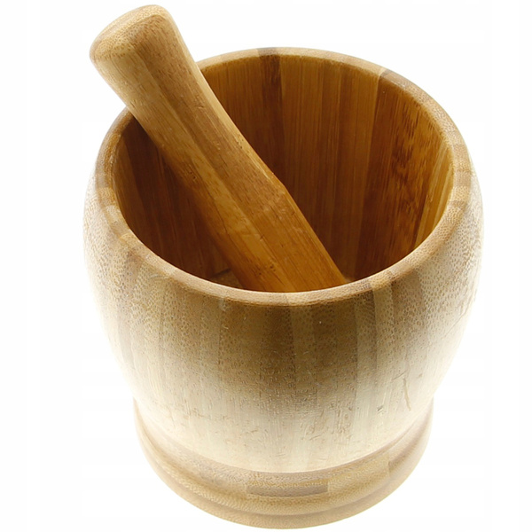 MOŹDZIERZ Z TŁUCZKIEM KUCHENNY BAMBUSOWY DREWNIANY DO ZIÓŁ I PRZYPRAW