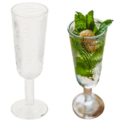 KIELISZEK DO SZAMPANA SZKLANY WZÓR PLASTRA DREWNA ARBRE PRZEZROCZYSTY