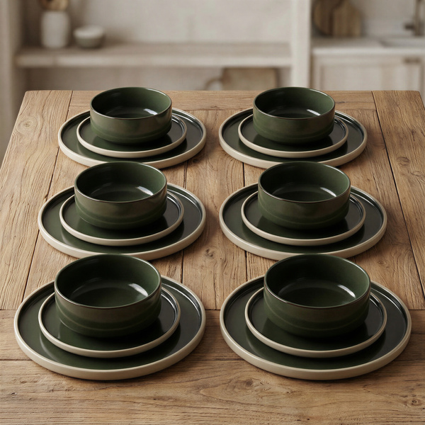 SERWIS OBIADOWY KOMPLET TALERZY 18EL. ZASTAWA OBIADOWA ZESTAW NA 6 OSÓB