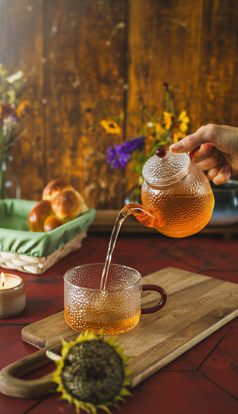 CZAJNIK DZBANEK Z ZAPARZACZEM 0,5L Z FILIŻANA 250ml ZESTAW DO HERBATY SZKŁO