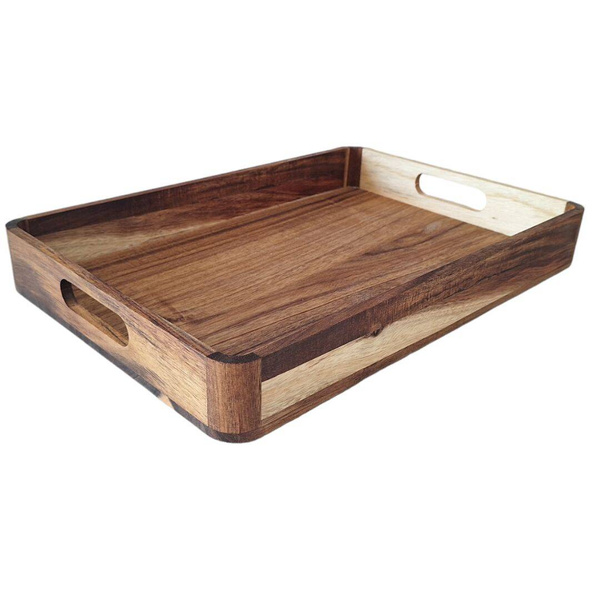 TACA ŚNIADANIOWA TACKA DREWNIANA DESKA DO SERWOWANIA PODAWANIA 38x26x4,9cm