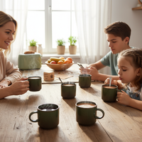 KUBKI DO KAWY HERBATY KUBEK ZESTAW 6 SZT. CIEMNOZIELONY MAT 350 ML Ø 9,5 CM