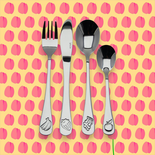 SZTUĆCE DLA DZIECI STALOWE KOMPLET 4 el. ŁYŻECZKA WIDELEC NÓŻ ŁYŻKA ZESTAW