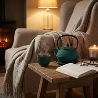 CZAJNIK ŻELIWNY 1,5L ZAPARZACZ DO HERBATY 4 CZARKI ZESTAW 5 ele NA PREZENT