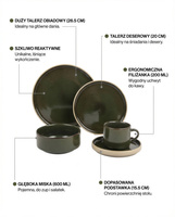 SERWIS OBIADOWYO KAWOWY 30 EL. DLA 6 OSÓB FILIŻANKI DO KAWY GREEN CERAMIKA