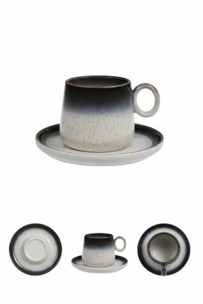 FILIŻANKA CERAMIKA 250 ML Z TALERZYKIEM LUNA LINE