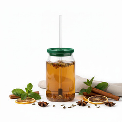 KUBEK BIDON 0,5L EKO BUTELKA PRZEZROCZYSTY Z POKRYWKĄ I SŁOMKĄ DO NAPOJÓW