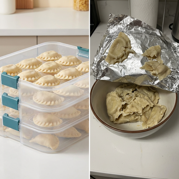 ZESTAW POJEMNIKÓW I WYKRAWACZY DO PIEROGÓW 3W1 PRZEZROCZYSTY 4,5L