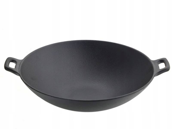 PATELNIA WOK ŻELIWNY 36 cm CIĘŻKA ODLEW ŻELIWO