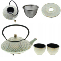 CZAJNIK ŻELIWNY 1,25L IMBRYK ZAPARZACZ DO HERBATY + 2x CZARKI + PODKŁADKA