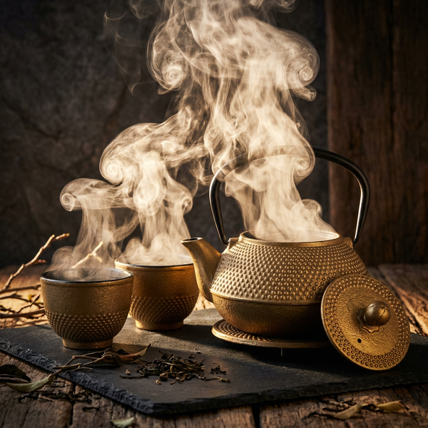 CZAJNIK IMBRYK ZAPARZACZ ŻELIWNY 0,8L ZESTAW DO HERBATY 2 CZARKI PODKŁADKA