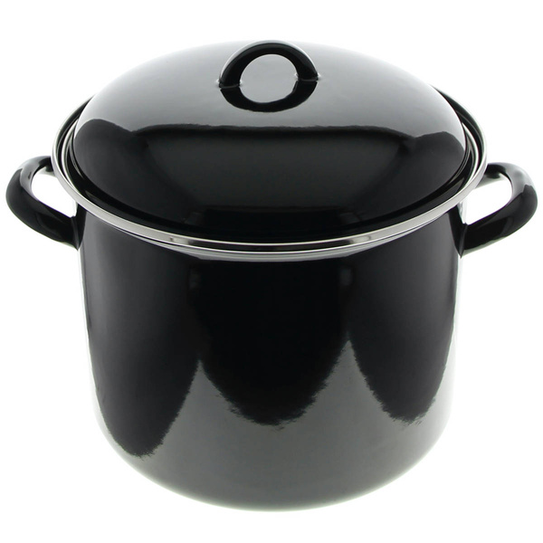 GARNEK EMALIOWANY CZARNA EMALIA 24CM 8L BIGOS