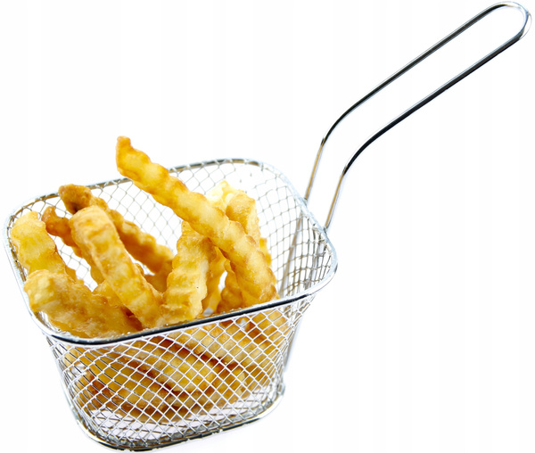 KOSZYK MINI KOSZYCZEK DO DO SERWOWANIA PRZEKĄSEK MIEŚCI 100G FRYTEK STALOWY